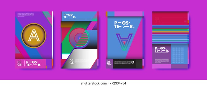 Colorful geometric poster and cover design. Minimal geometric pattern gradients backgrounds. Eps10 vector.