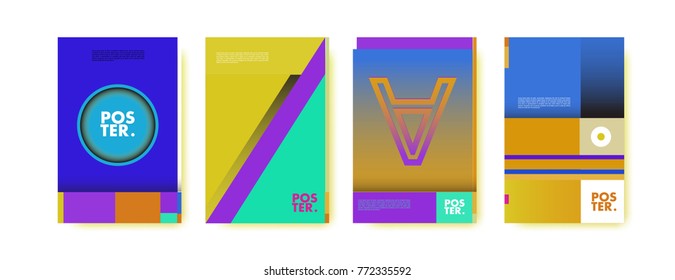 Colorful geometric poster and cover design. Minimal geometric pattern gradients backgrounds. Eps10 vector.
