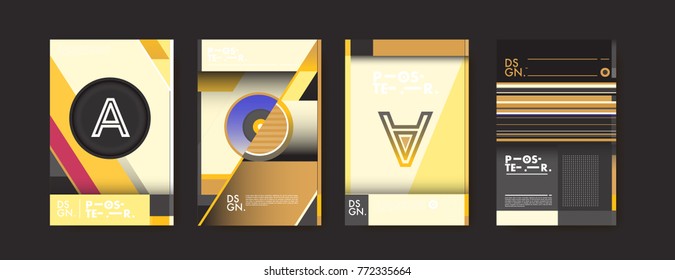 Colorful geometric poster and cover design. Minimal geometric pattern gradients backgrounds. Eps10 vector.