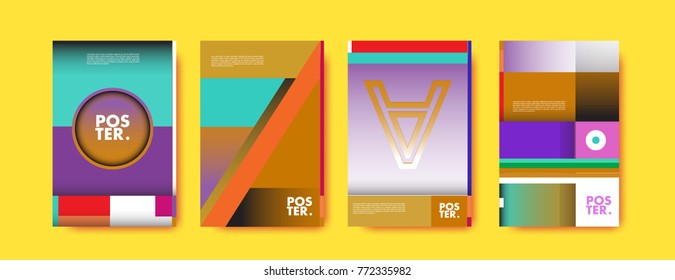 Colorful geometric poster and cover design. Minimal geometric pattern gradients backgrounds. Eps10 vector.