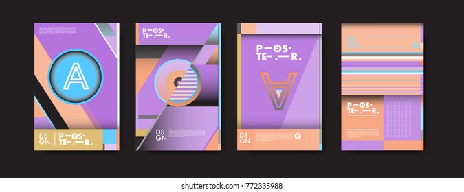 Colorful geometric poster and cover design. Minimal geometric pattern gradients backgrounds. Eps10 vector.
