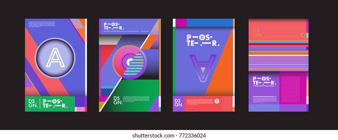 Colorful geometric poster and cover design. Minimal geometric pattern gradients backgrounds. Eps10 vector.