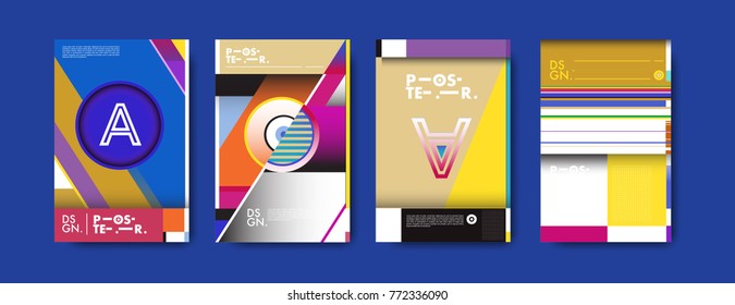 Colorful geometric poster and cover design. Minimal geometric pattern gradients backgrounds. Eps10 vector.