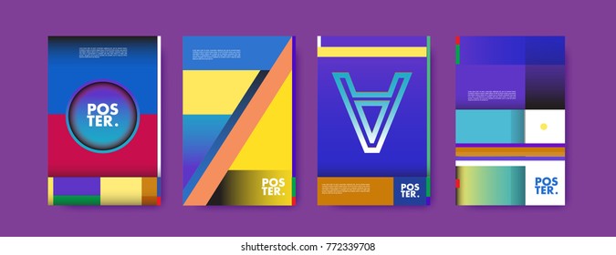 Colorful geometric poster and cover design. Minimal geometric pattern gradients backgrounds. Eps10 vector.