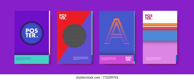Colorful geometric poster and cover design. Minimal geometric pattern gradients backgrounds. Eps10 vector.