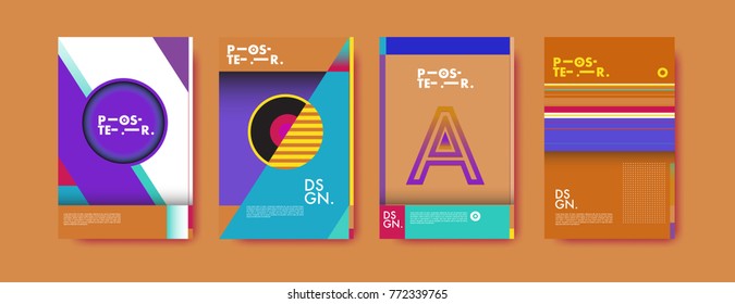 Colorful geometric poster and cover design. Minimal geometric pattern gradients backgrounds. Eps10 vector.