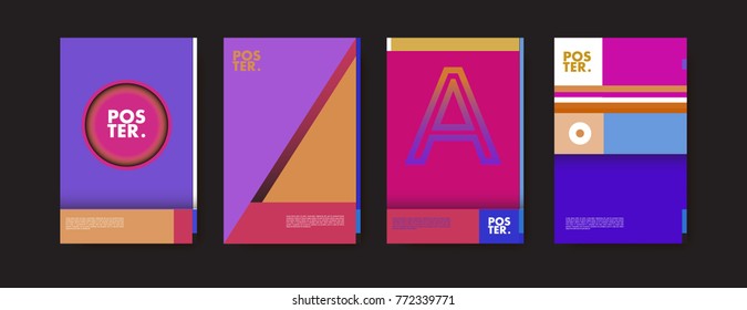 Colorful geometric poster and cover design. Minimal geometric pattern gradients backgrounds. Eps10 vector.