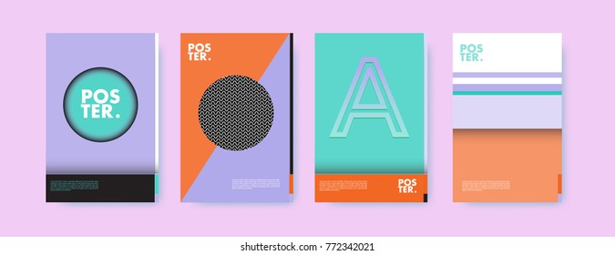 Colorful geometric poster and cover design. Minimal geometric pattern gradients backgrounds. Eps10 vector.