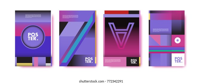 Colorful geometric poster and cover design. Minimal geometric pattern gradients backgrounds. Eps10 vector.