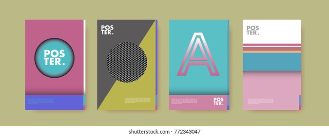 Colorful geometric poster and cover design. Minimal geometric pattern gradients backgrounds. Eps10 vector.