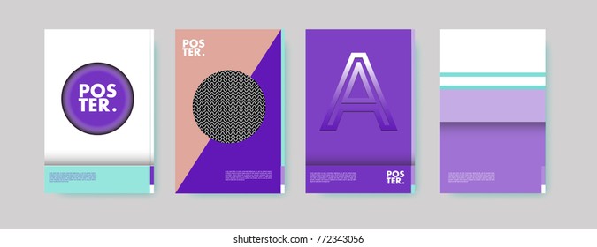 Colorful geometric poster and cover design. Minimal geometric pattern gradients backgrounds. Eps10 vector.