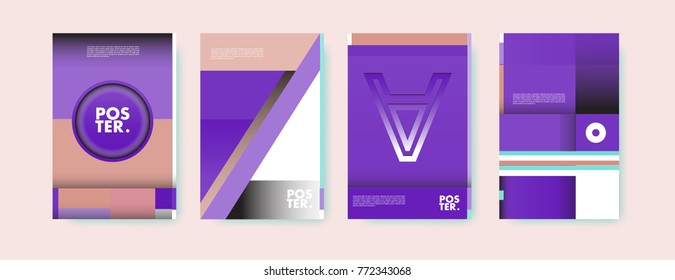 Colorful geometric poster and cover design. Minimal geometric pattern gradients backgrounds. Eps10 vector.