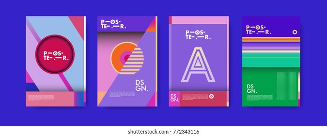 Colorful geometric poster and cover design. Minimal geometric pattern gradients backgrounds. Eps10 vector.
