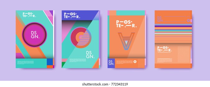 Colorful geometric poster and cover design. Minimal geometric pattern gradients backgrounds. Eps10 vector.