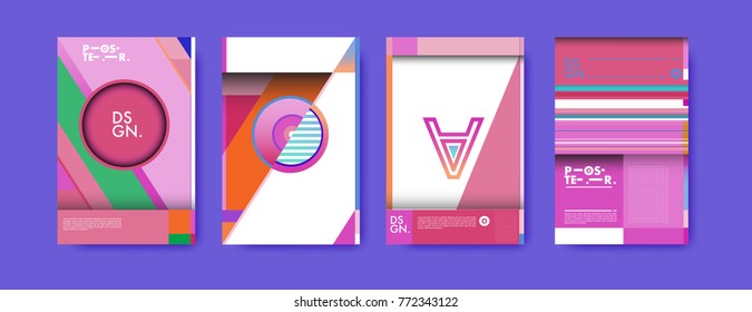 Colorful geometric poster and cover design. Minimal geometric pattern gradients backgrounds. Eps10 vector.