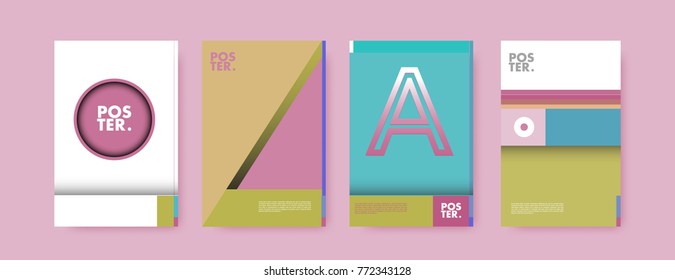 Colorful geometric poster and cover design. Minimal geometric pattern gradients backgrounds. Eps10 vector.