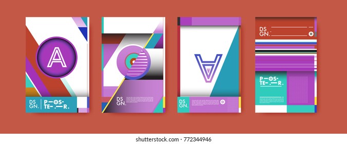 Colorful geometric poster and cover design. Minimal geometric pattern gradients backgrounds. Eps10 vector.