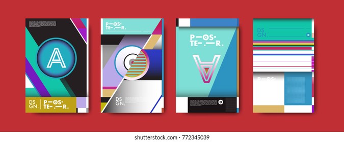 Colorful geometric poster and cover design. Minimal geometric pattern gradients backgrounds. Eps10 vector.