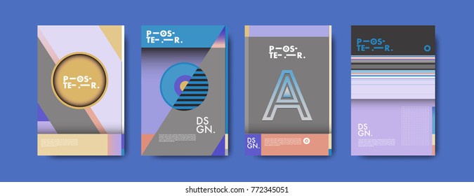 Colorful geometric poster and cover design. Minimal geometric pattern gradients backgrounds. Eps10 vector.