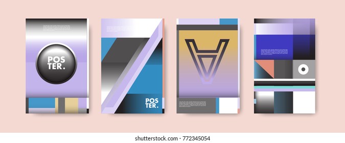 Colorful geometric poster and cover design. Minimal geometric pattern gradients backgrounds. Eps10 vector.