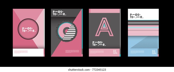 Colorful geometric poster and cover design. Minimal geometric pattern gradients backgrounds. Eps10 vector.