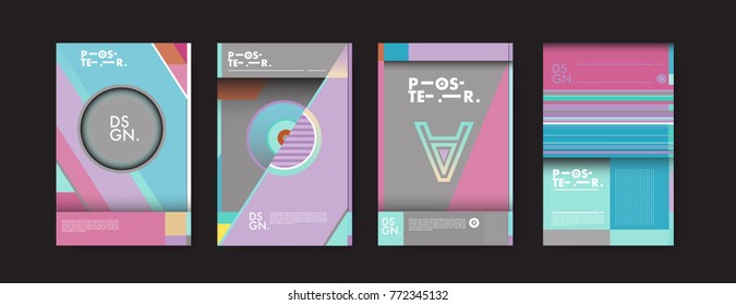 Colorful geometric poster and cover design. Minimal geometric pattern gradients backgrounds. Eps10 vector.