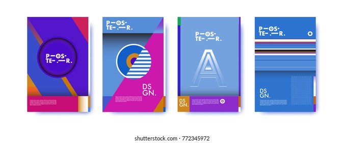 Colorful geometric poster and cover design. Minimal geometric pattern gradients backgrounds. Eps10 vector.