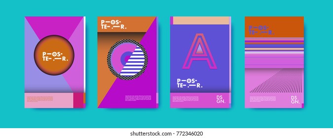 Colorful geometric poster and cover design. Minimal geometric pattern gradients backgrounds. Eps10 vector.