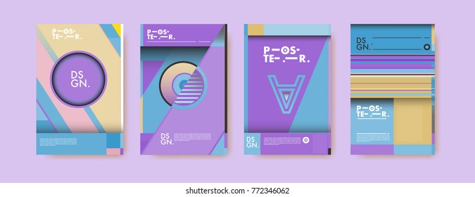 Colorful geometric poster and cover design. Minimal geometric pattern gradients backgrounds. Eps10 vector.