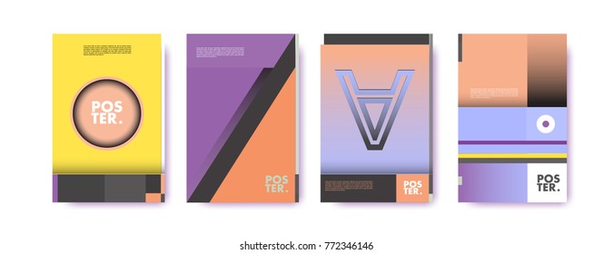 Colorful geometric poster and cover design. Minimal geometric pattern gradients backgrounds. Eps10 vector.