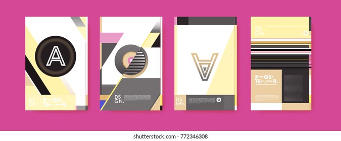 Colorful geometric poster and cover design. Minimal geometric pattern gradients backgrounds. Eps10 vector.