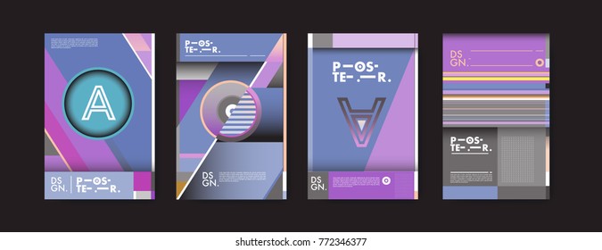 Colorful geometric poster and cover design. Minimal geometric pattern gradients backgrounds. Eps10 vector.