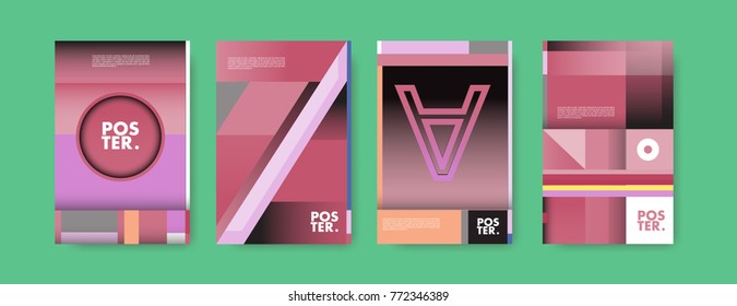 Colorful geometric poster and cover design. Minimal geometric pattern gradients backgrounds. Eps10 vector.