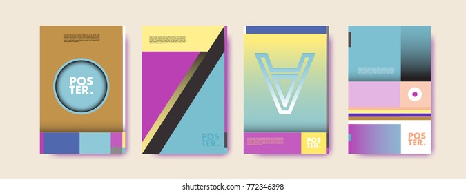 Colorful geometric poster and cover design. Minimal geometric pattern gradients backgrounds. Eps10 vector.