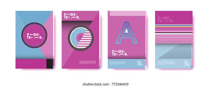 Colorful geometric poster and cover design. Minimal geometric pattern gradients backgrounds. Eps10 vector.
