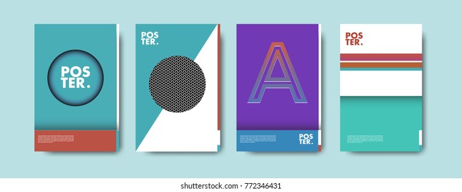 Colorful geometric poster and cover design. Minimal geometric pattern gradients backgrounds. Eps10 vector.