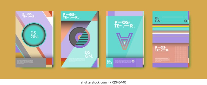 Colorful geometric poster and cover design. Minimal geometric pattern gradients backgrounds. Eps10 vector.