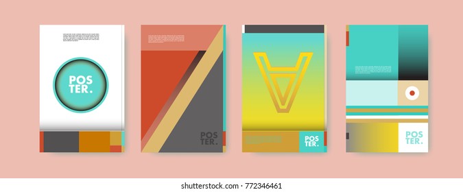 Colorful geometric poster and cover design. Minimal geometric pattern gradients backgrounds. Eps10 vector.