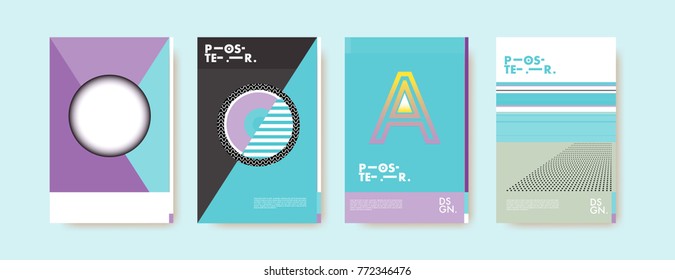 Colorful geometric poster and cover design. Minimal geometric pattern gradients backgrounds. Eps10 vector.