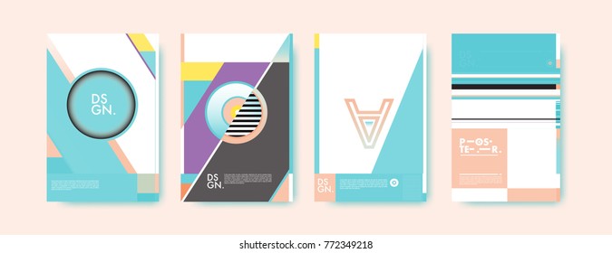 Colorful geometric poster and cover design. Minimal geometric pattern gradients backgrounds. Eps10 vector.