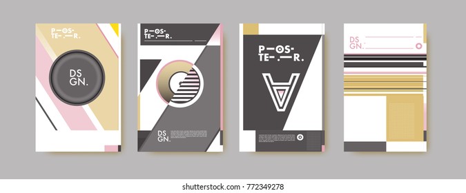 Colorful geometric poster and cover design. Minimal geometric pattern gradients backgrounds. Eps10 vector.