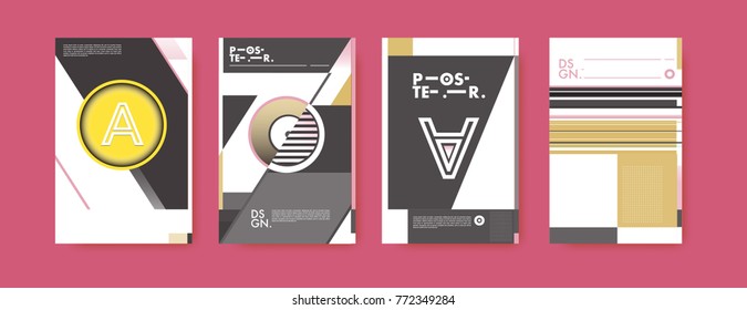 Colorful geometric poster and cover design. Minimal geometric pattern gradients backgrounds. Eps10 vector.