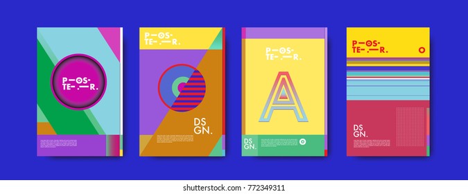 Colorful geometric poster and cover design. Minimal geometric pattern gradients backgrounds. Eps10 vector.