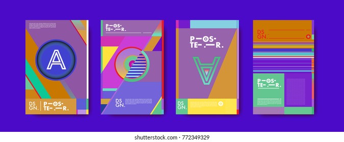 Colorful geometric poster and cover design. Minimal geometric pattern gradients backgrounds. Eps10 vector.