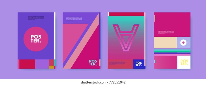 Colorful geometric poster and cover design. Minimal geometric pattern gradients backgrounds. Eps10 vector.