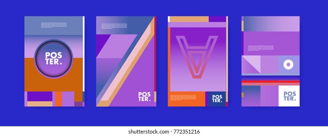 Colorful geometric poster and cover design. Minimal geometric pattern gradients backgrounds. Eps10 vector.