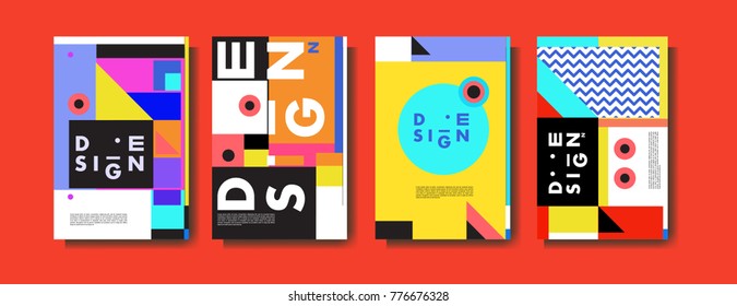 Colorful geometric poster and cover design. Minimal geometric pattern gradients backgrounds. Eps10 vector.