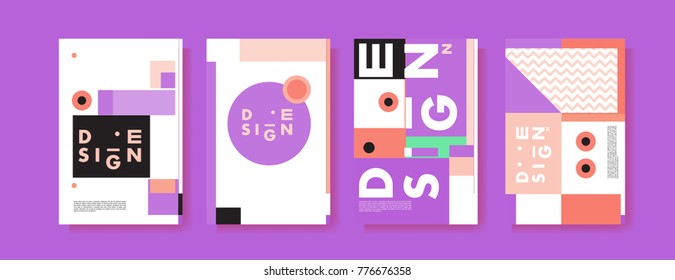 Colorful geometric poster and cover design. Minimal geometric pattern gradients backgrounds. Eps10 vector.