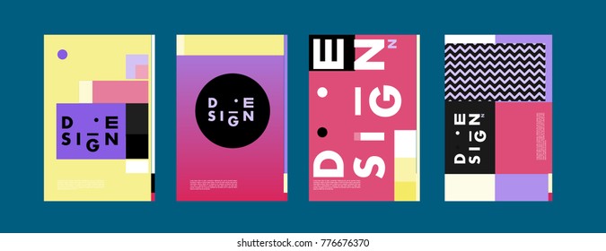 Colorful geometric poster and cover design. Minimal geometric pattern gradients backgrounds. Eps10 vector.