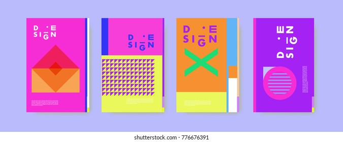 Colorful geometric poster and cover design. Minimal geometric pattern gradients backgrounds. Eps10 vector.